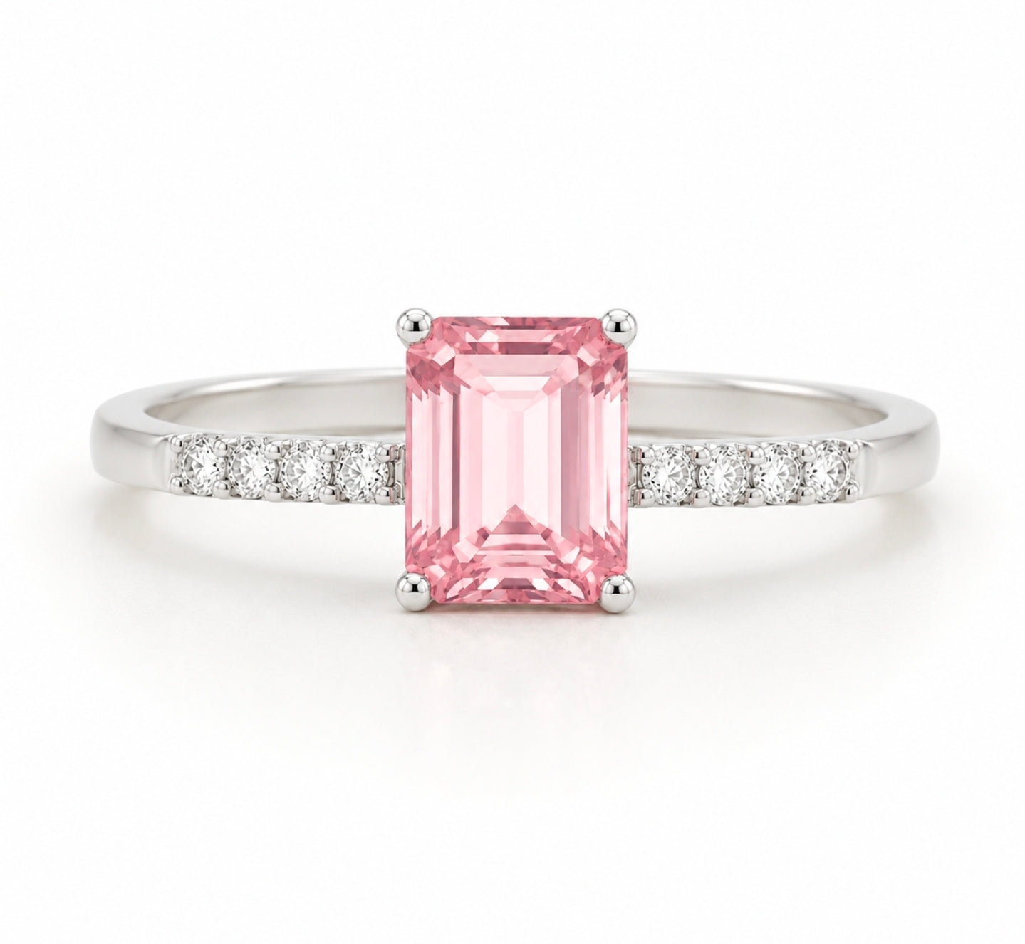 Pink Tourmaline Baguette Ring, White Gold — Ministry of Gems