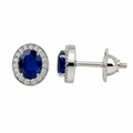 Oval Blue Sapphire Halo Studs — Ministry of Gems