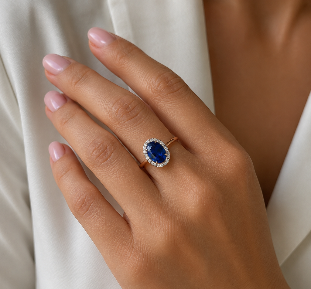 Sardinia Sapphire Engagement Ring Rose Gold — Ministry of Gems exclusive design