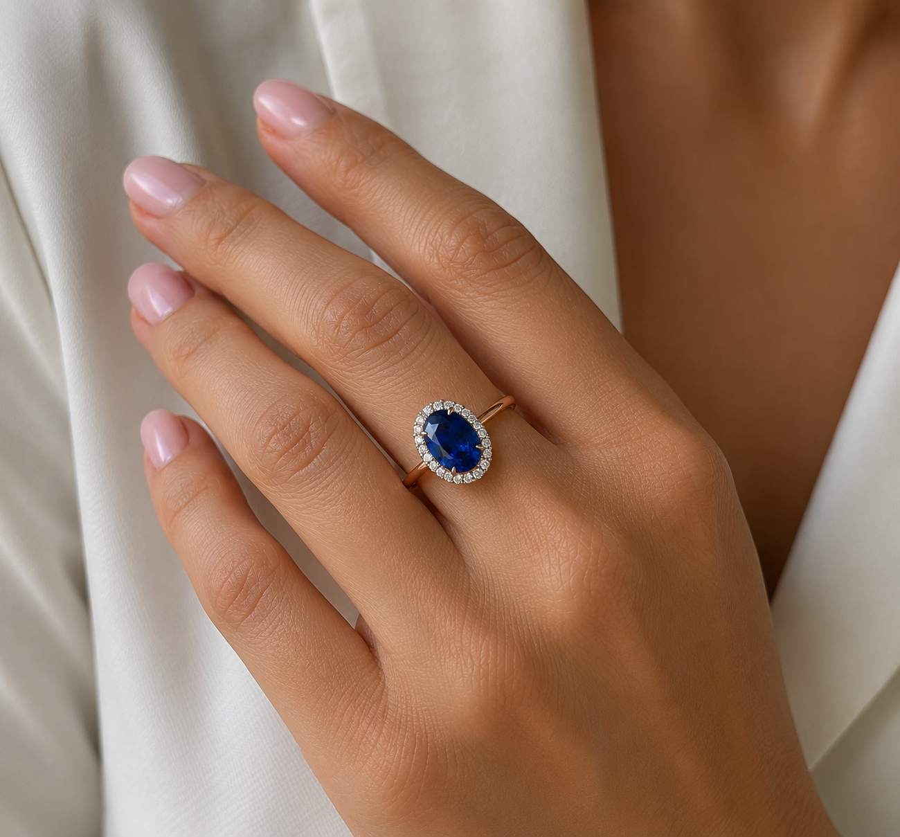 Sardinia Sapphire Engagement Ring Rose Gold — Ministry of Gems exclusive design