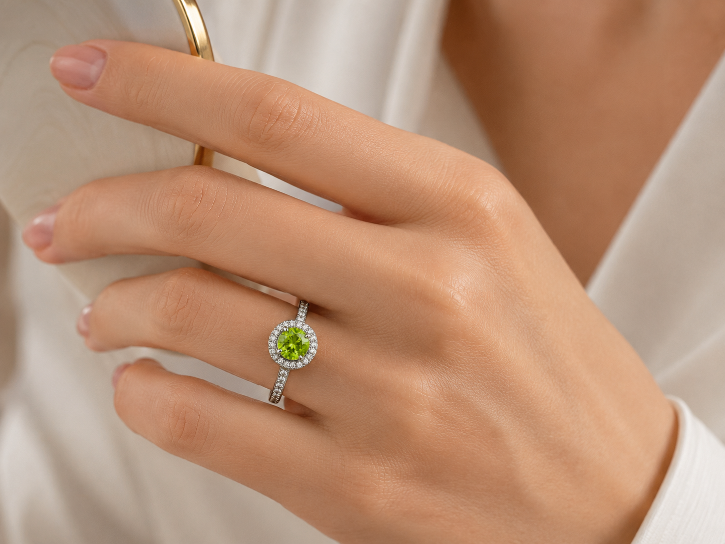 Peridot Double-Halo Ring — Ministry of Gems
