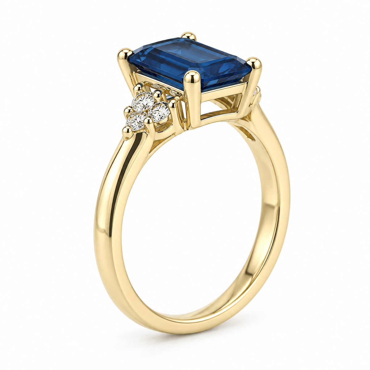 London Blue Topaz Emerald-Cut Trilogy Ring