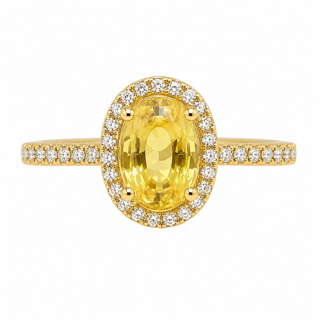 Yellow Sapphire Oval Halo Ring — Ministry of Gems