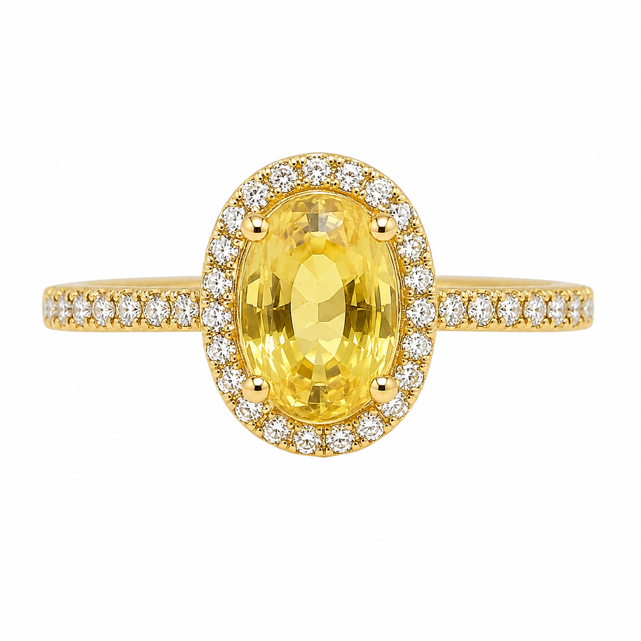 Yellow Sapphire Oval Halo Ring — Ministry of Gems