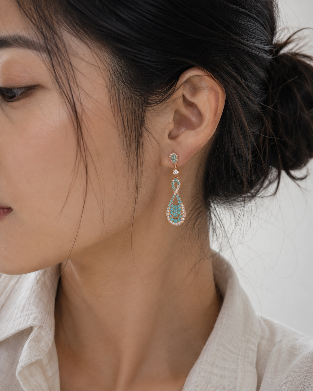 Arabesque — Turquoise & Diamond Infinity Drops — Ministry of Gems