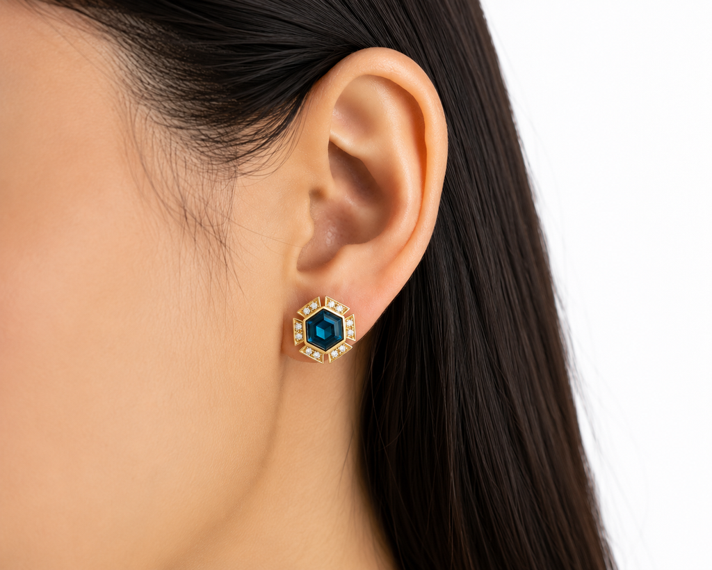 Lagoon d'Or — London Blue Topaz Deco Drops, Yellow Gold — Ministry of Gems