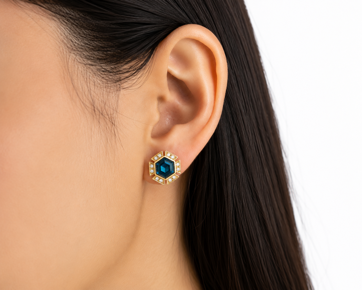 Lagoon d'Or — London Blue Topaz Deco Drops, Yellow Gold — Ministry of Gems