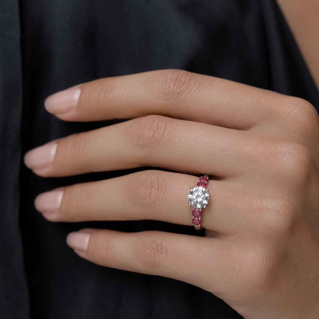 Classic Diamond Ring & Pink Sapphires — Ministry of Gems exclusive design