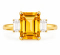 Citrine Emerald-Cut Trilogy Ring — Ministry of Gems
