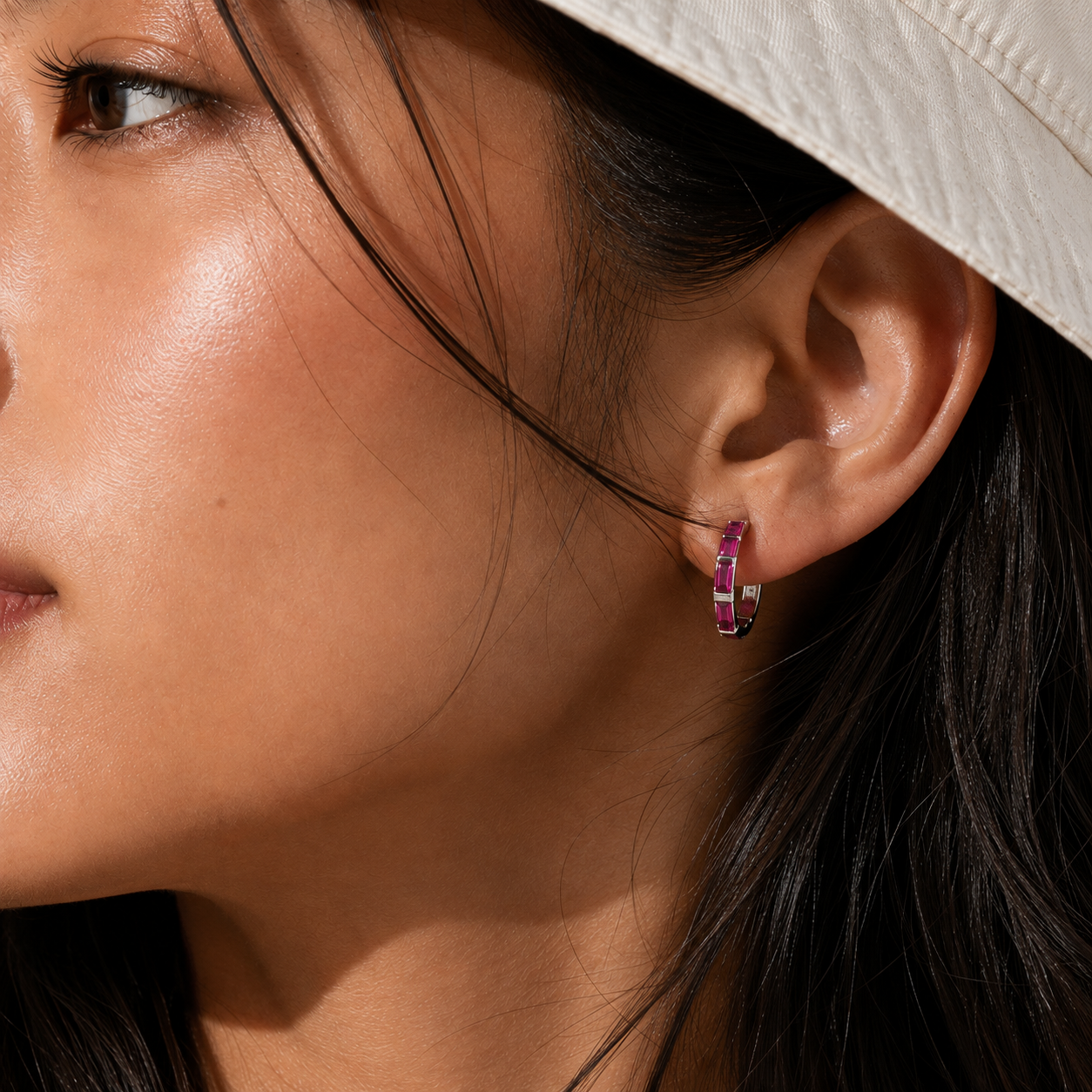 Ruby Baguette Hoop Earrings — Ministry of Gems