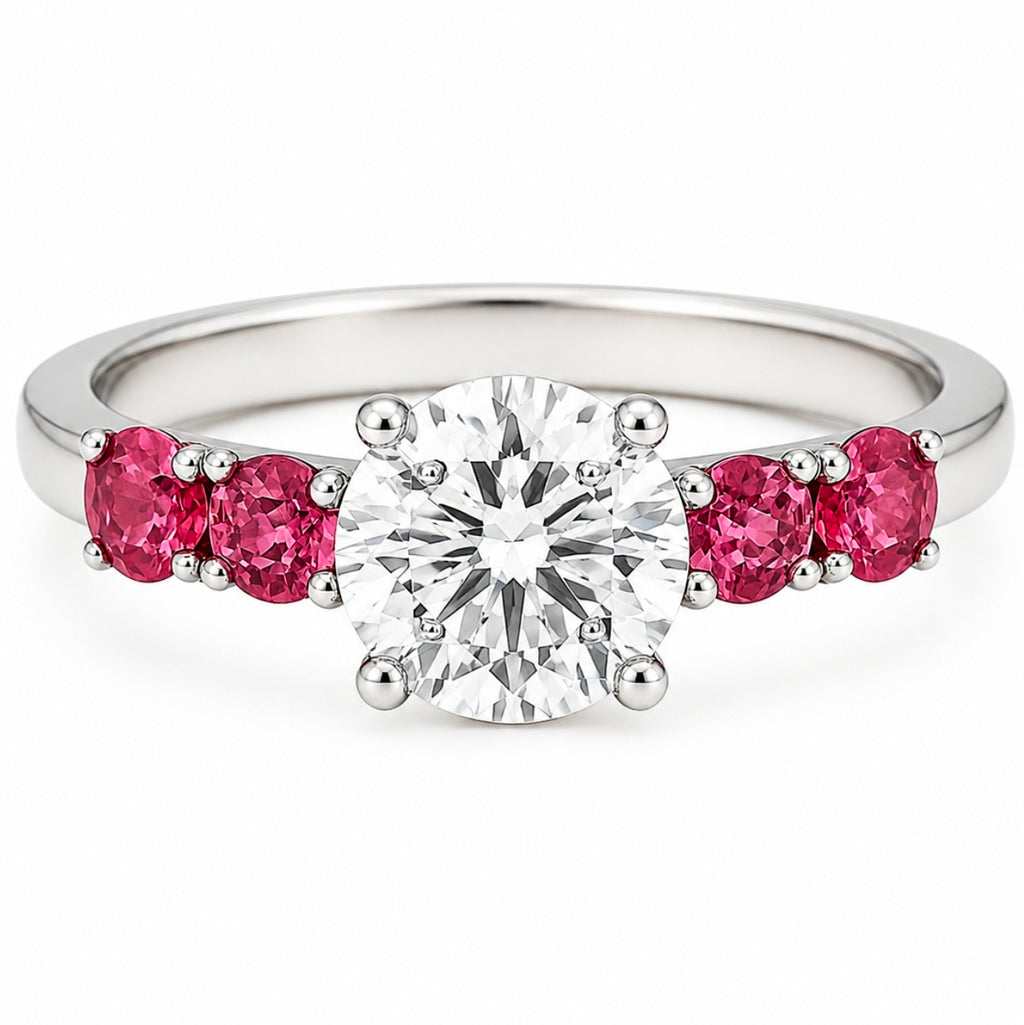 Classic Diamond Ring & Pink Sapphires — Ministry of Gems exclusive design