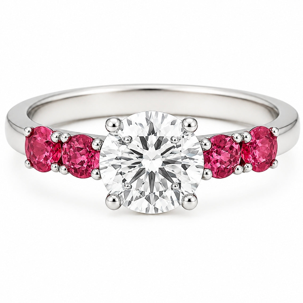 Classic Diamond Ring & Pink Sapphires — Ministry of Gems exclusive design