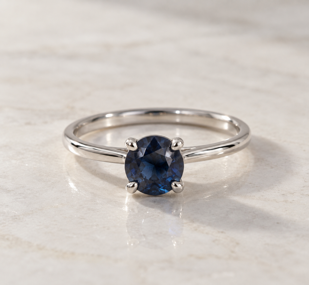 Teal Sapphire Solitaire Ring