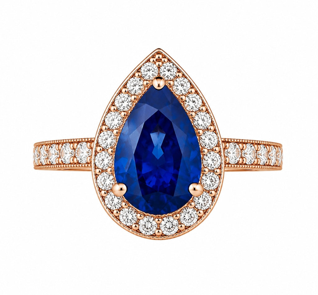 Princess Blue Sapphire Diamond Ring — Ministry of Gems