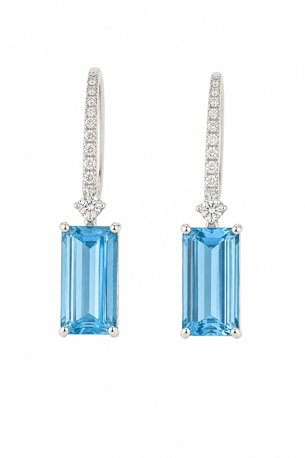 Azure — Swiss Blue Topaz Baguette Drops — Ministry of Gems