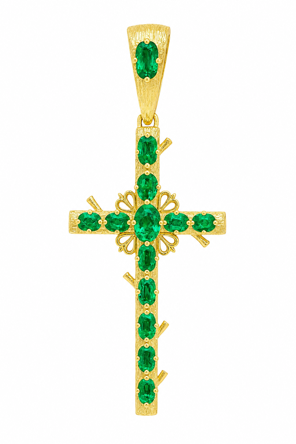 Emerald Vine Cross Pendant — Ministry of Gems