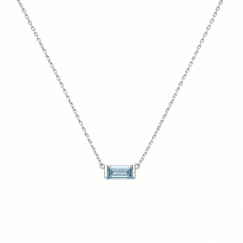 Aquamarine Baguette Solitaire Necklace — Ministry of Gems