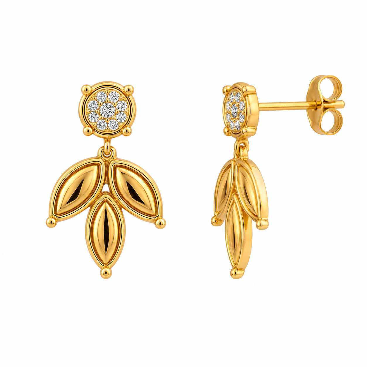Verdiva — Gold Leaf Drop Earrings — Ministry of Gems