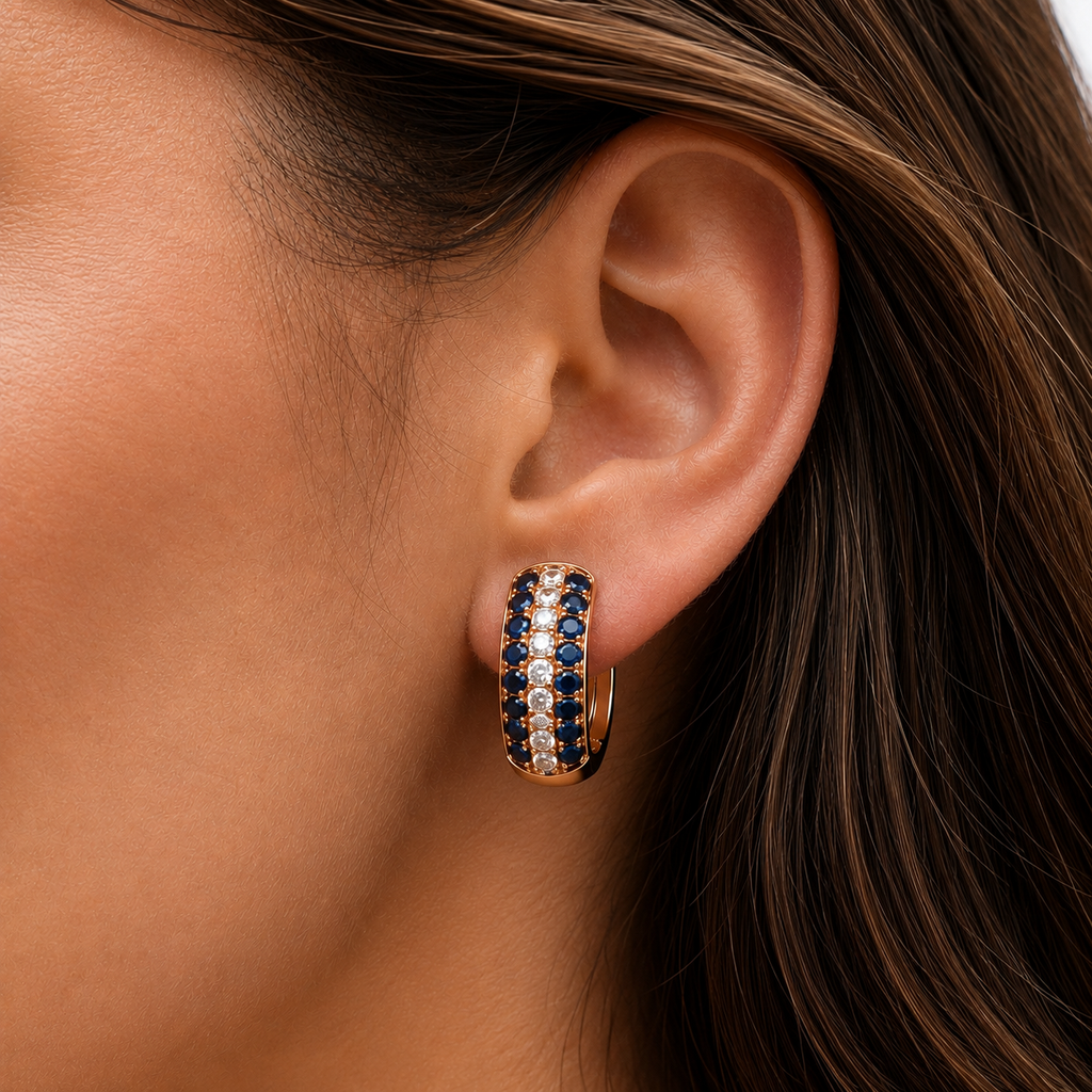 Oriana — Blue Sapphire Pavé Huggies — Ministry of Gems