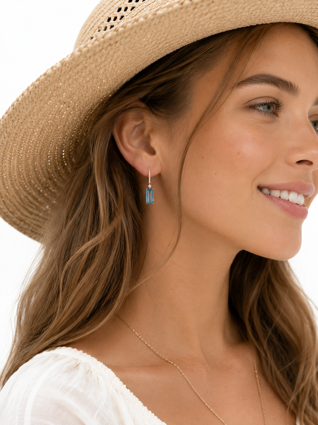 Azure — Swiss Blue Topaz Baguette Drops — Ministry of Gems