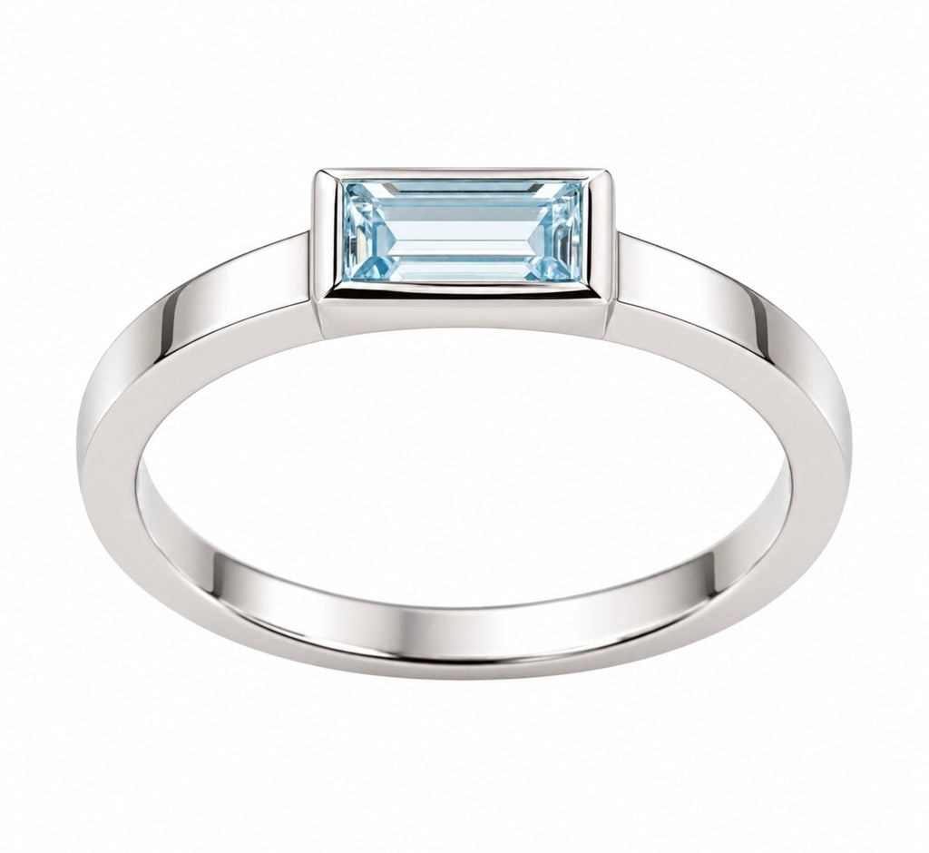 Aquamarine Baguette Bezel Ring — Ministry of Gems