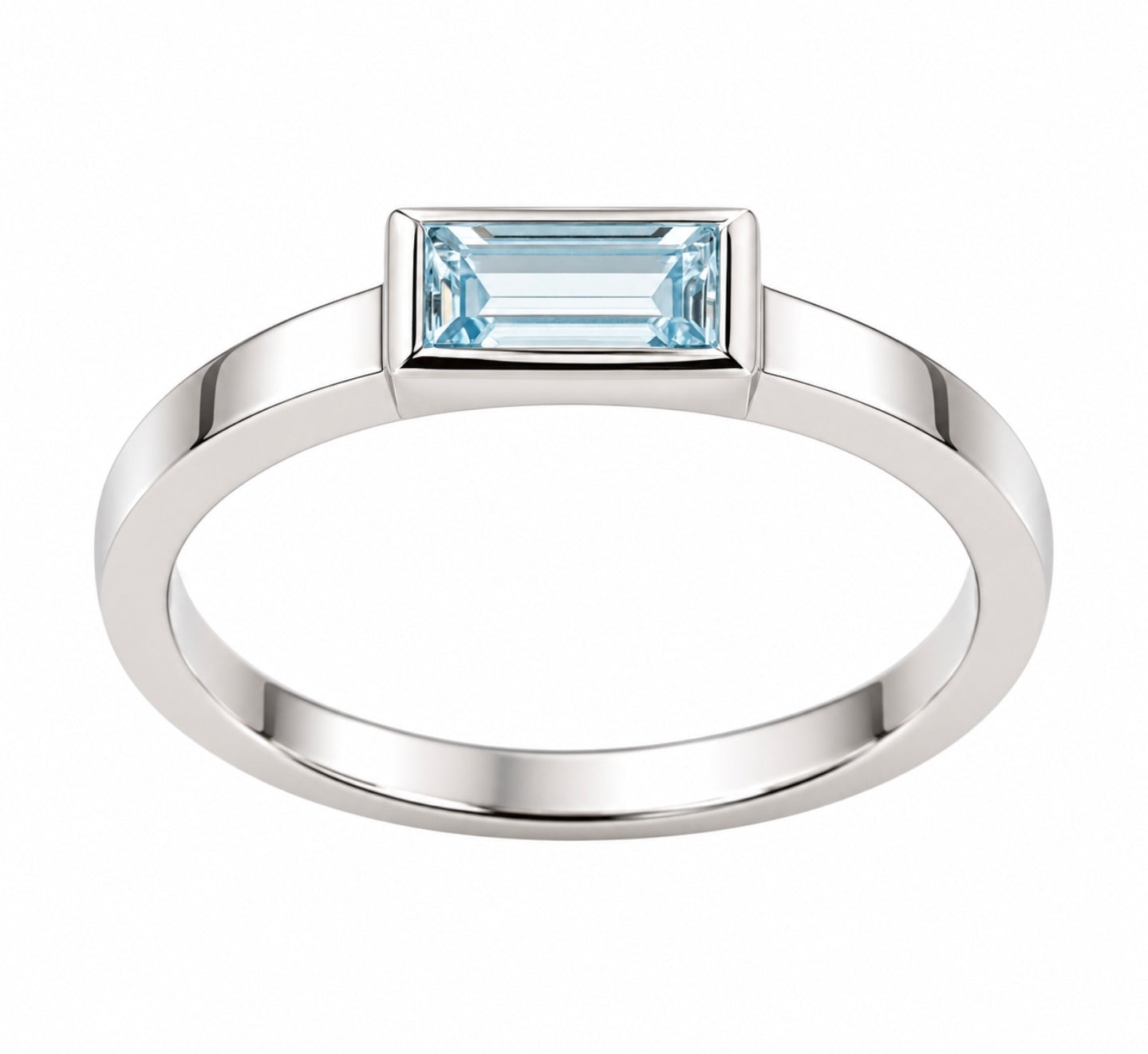 Aquamarine Baguette Bezel Ring — Ministry of Gems