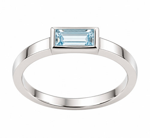 Aquamarine Baguette Bezel Ring — Ministry of Gems