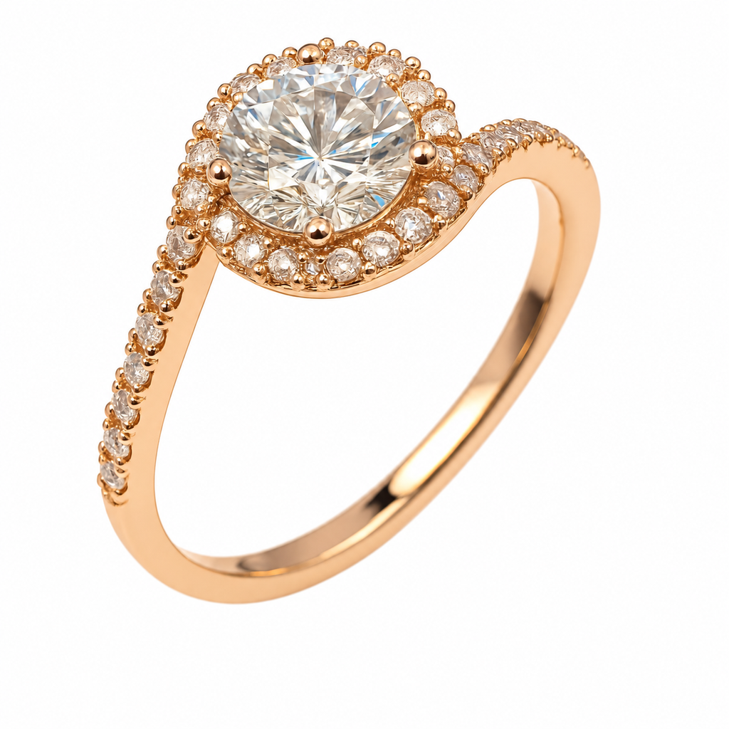 Diamond Halo Swirl Ring