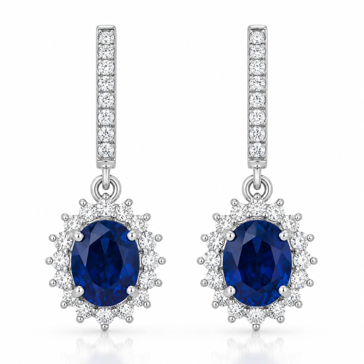 Oval Sapphire Sunburst Drops