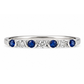 Blue Sapphire Diamond Milgrain Station Band