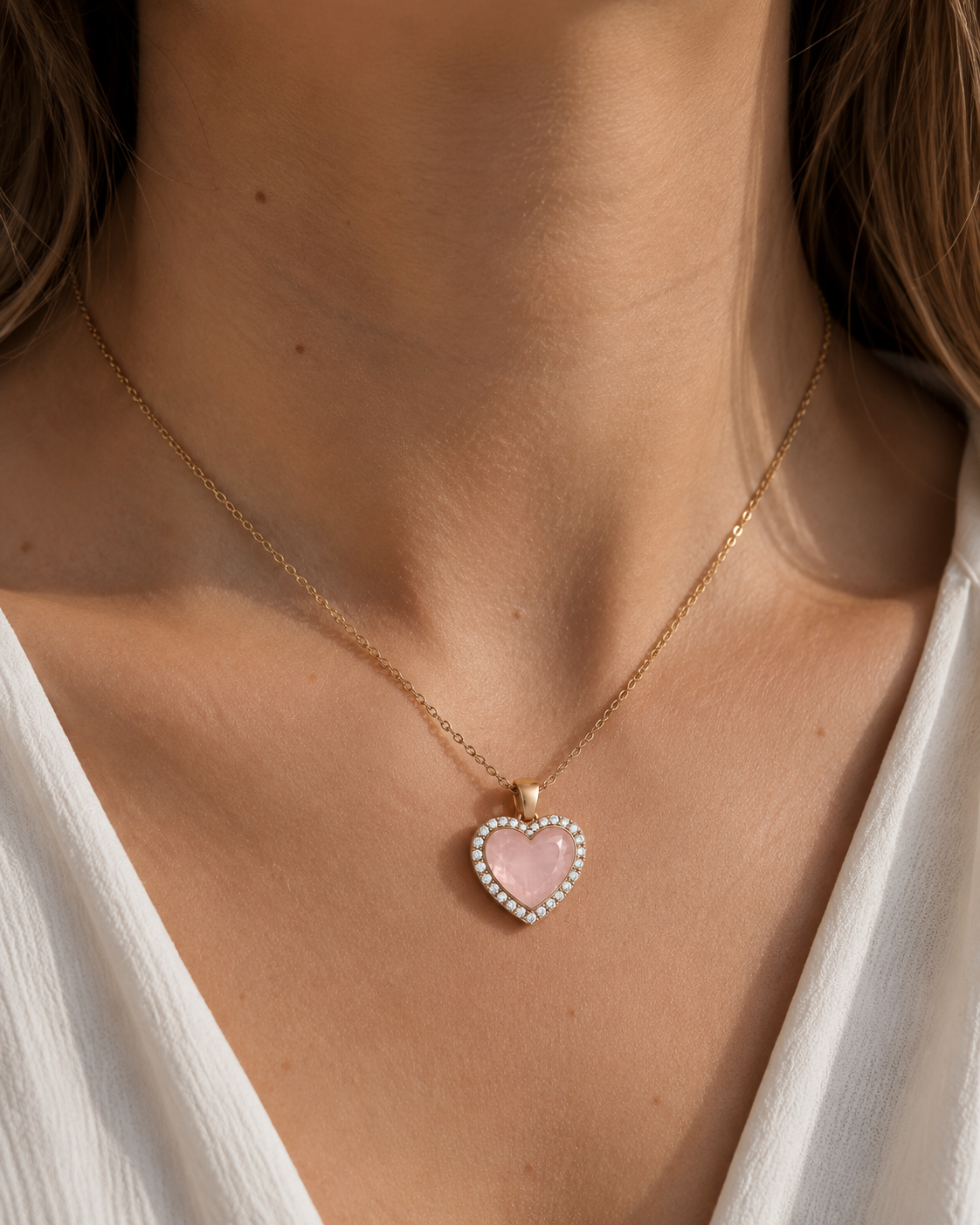 Rose Quartz Heart Pendant — Ministry of Gems exclusive design