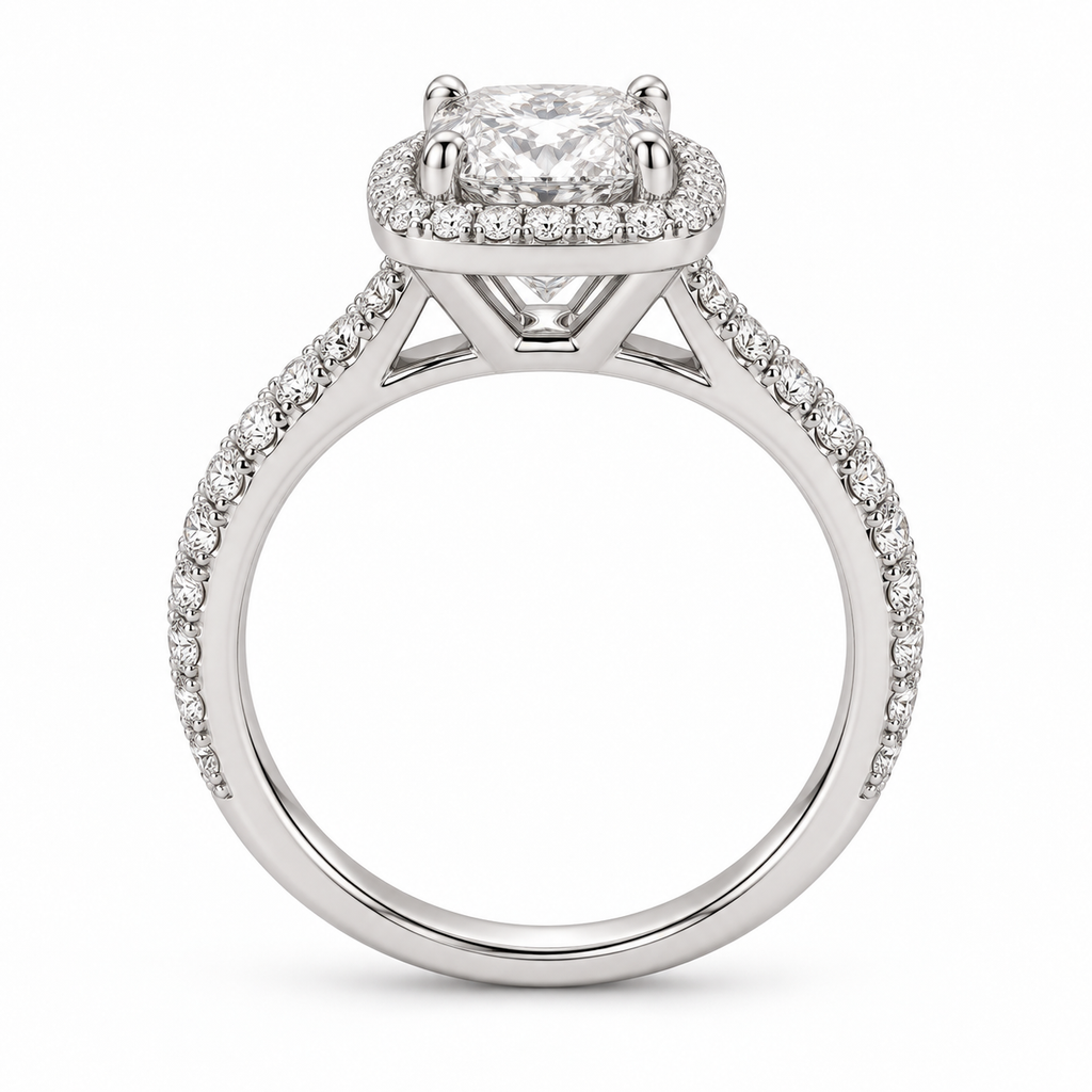 Cushion Diamond Halo Gold Ring