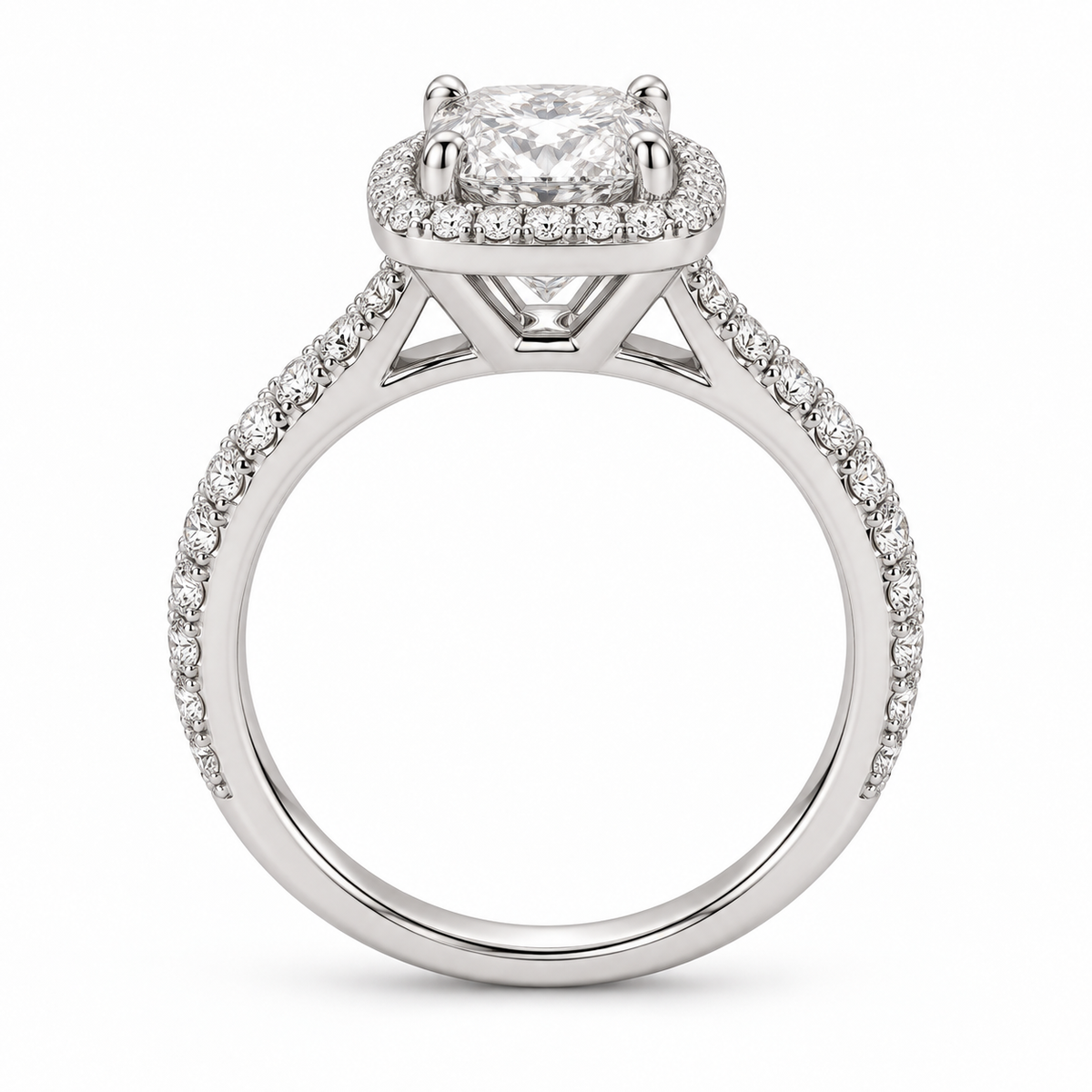 Cushion Diamond Halo Gold Ring