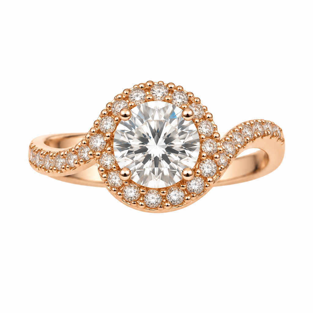 Diamond Halo Swirl Ring