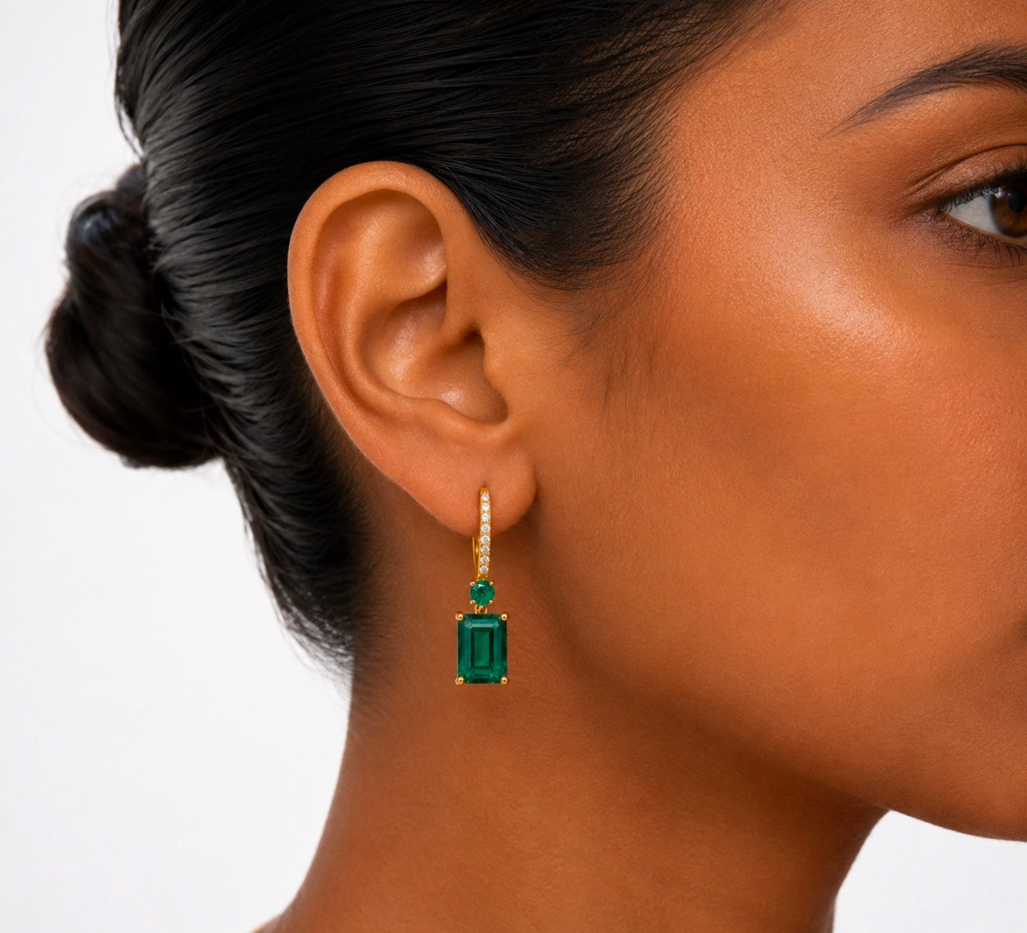 Emerald-Cut Emerald & Diamond Drops — Ministry of Gems