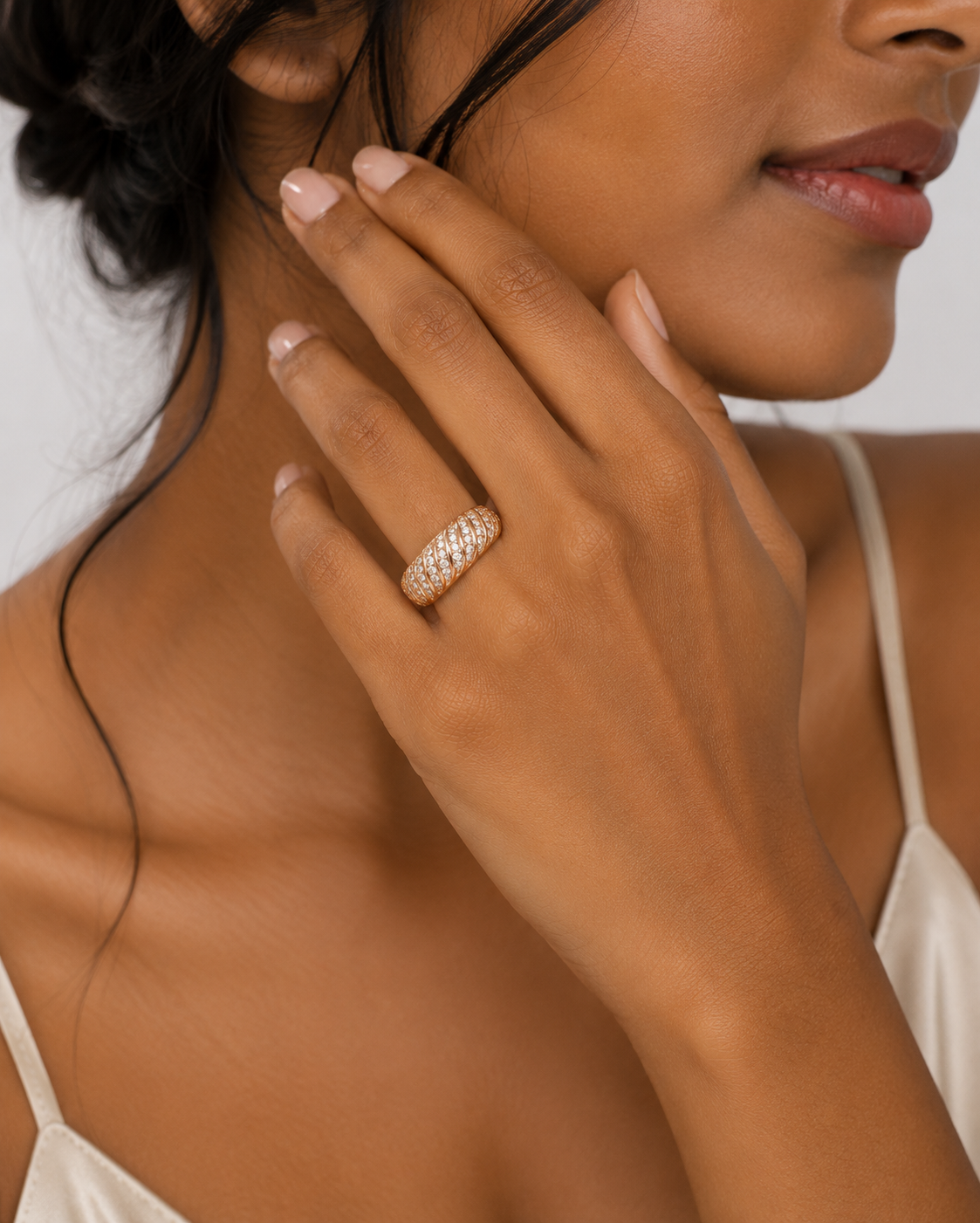 Croissant Pavé Dome Ring — Ministry of Gems