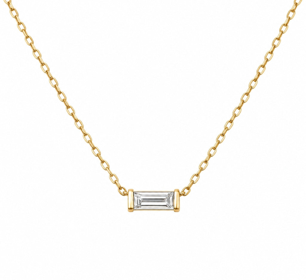 Diamond Baguette Solitaire Necklace — Ministry of Gems