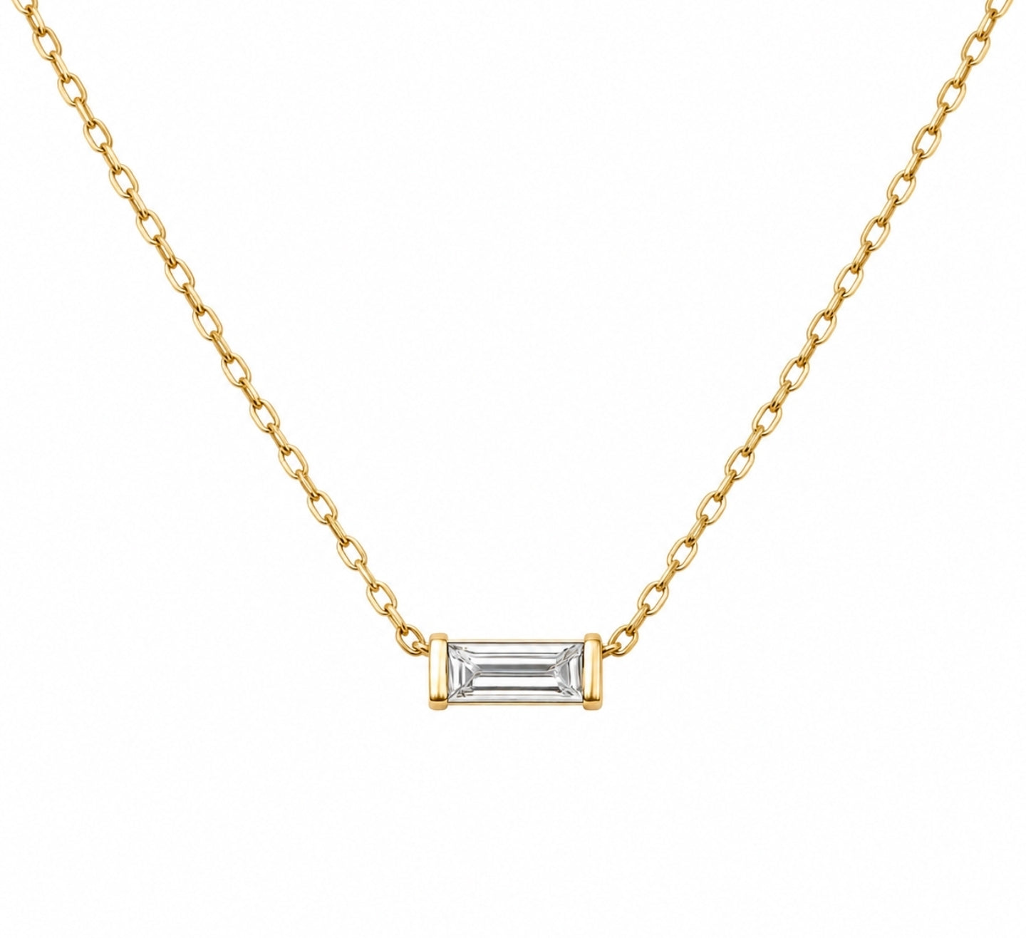 Diamond Baguette Solitaire Necklace — Ministry of Gems