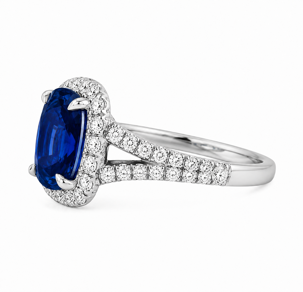 Halo Sapphire Engagement Ring — Ministry of Gems exclusive design