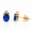Oval Blue Sapphire Diamond Studs
