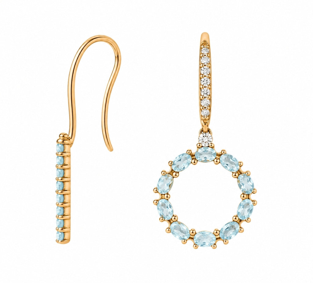 Jardin — Aquamarine Circle Drop Earrings — Ministry of Gems