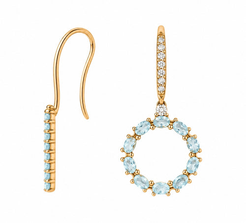 Aquamarine & Diamond Circle Drop Earrings — Ministry of Gems