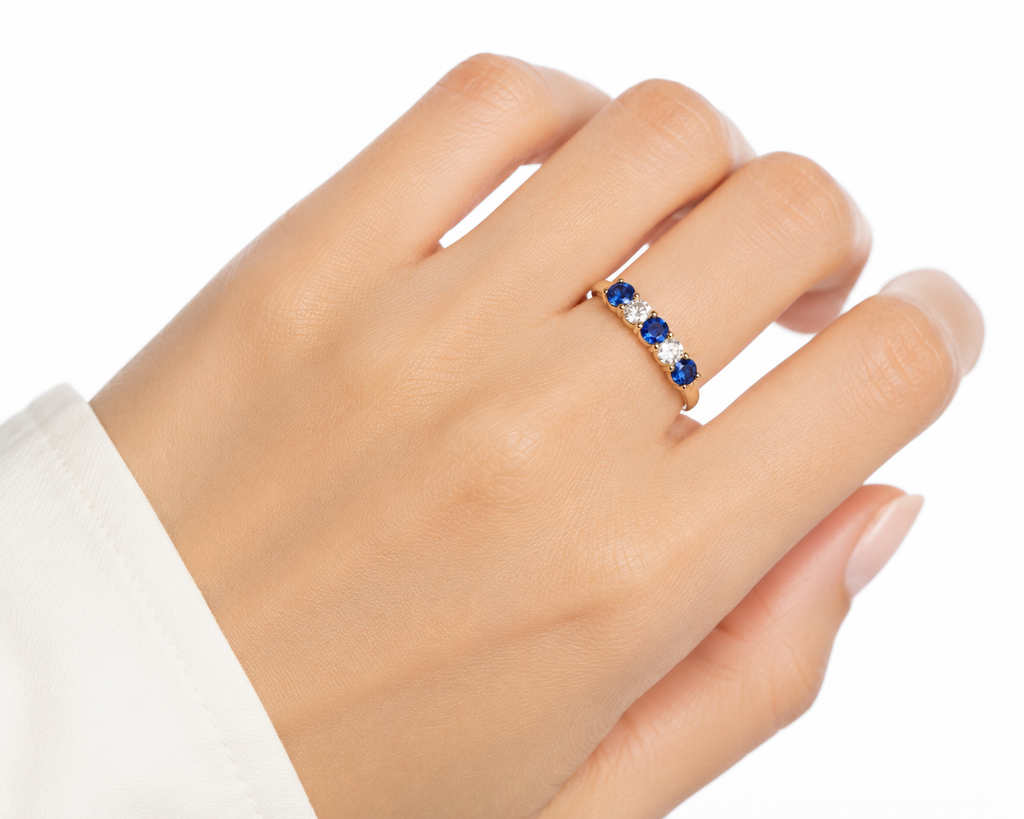 Camille Blue Sapphire Diamond Ring — Ministry of Gems