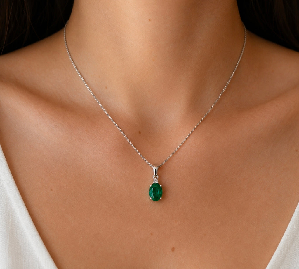 Oval Emerald Solitaire Pendant — Ministry of Gems