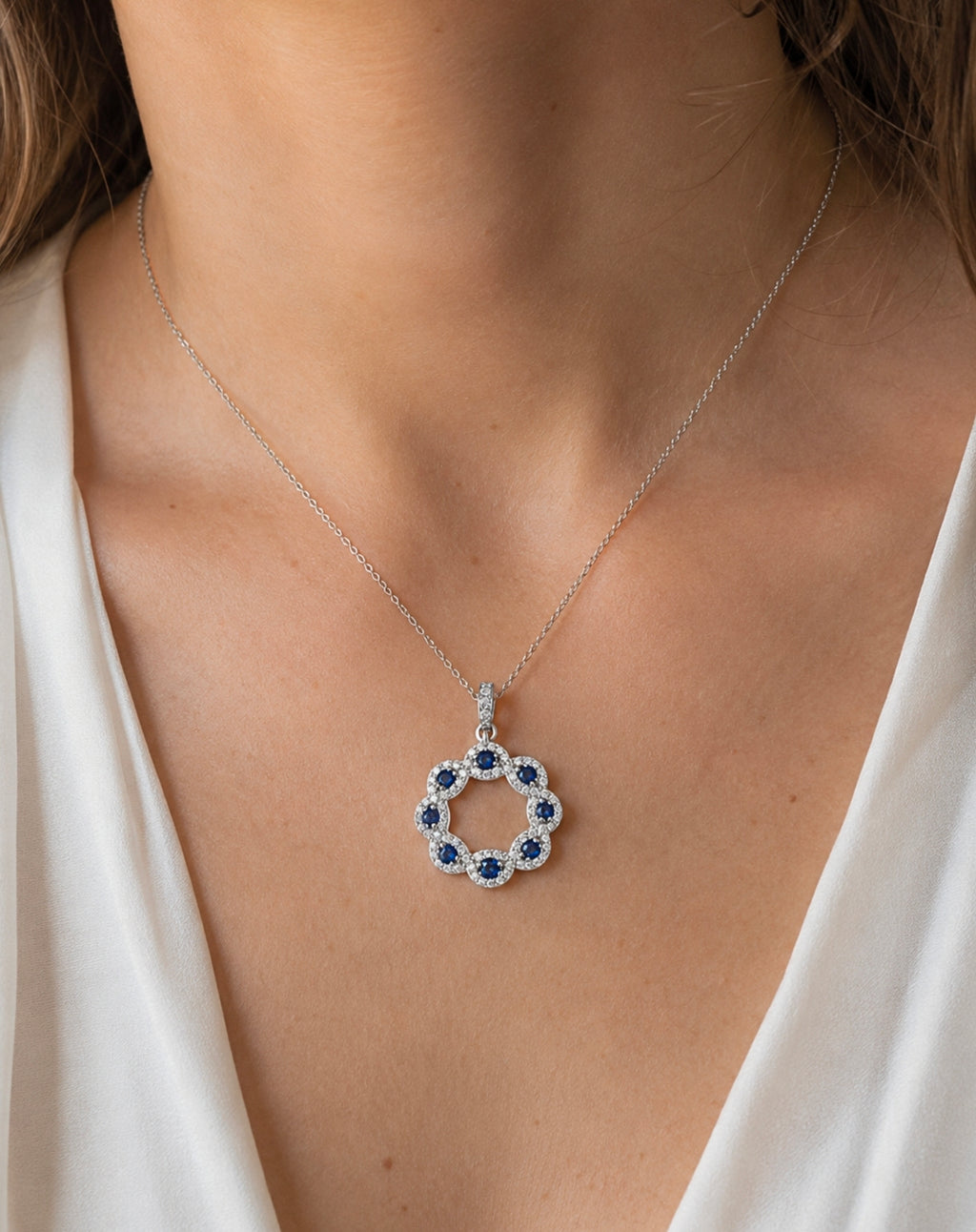 Sapphire Allure — Sapphire & Diamond Wreath Pendant — Ministry of Gems