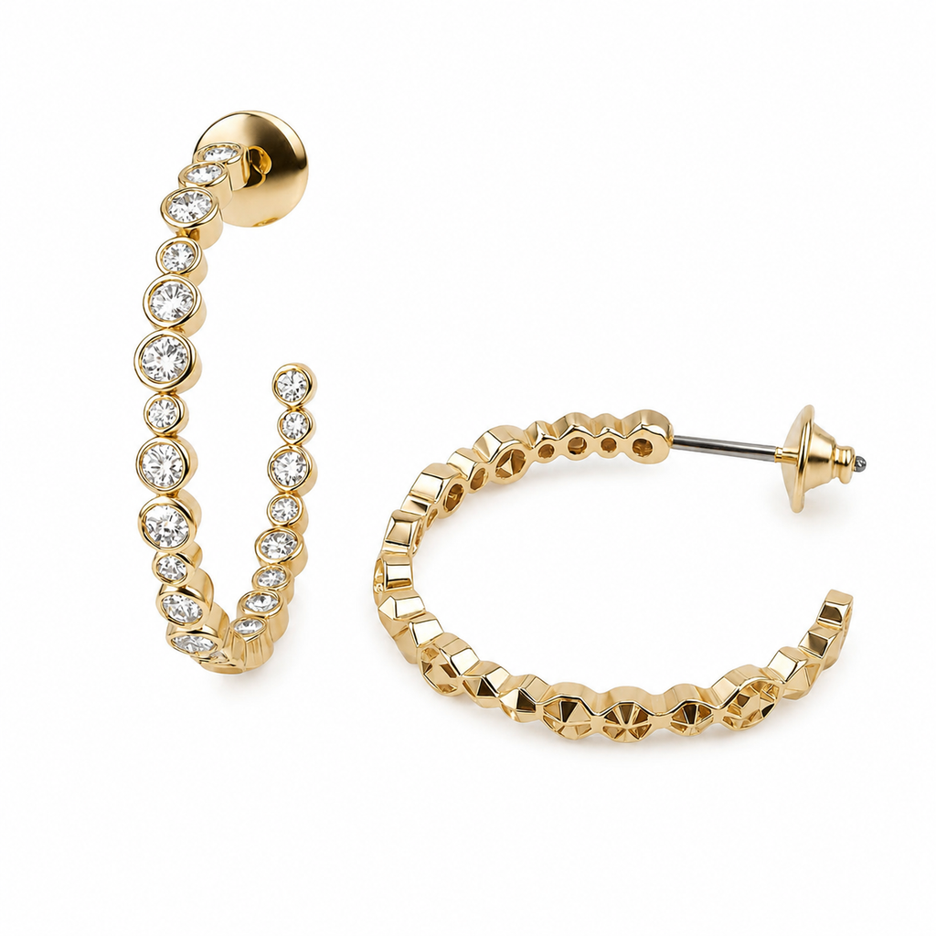Orabella — Beaded Diamond Open Hoops — Ministry of Gems