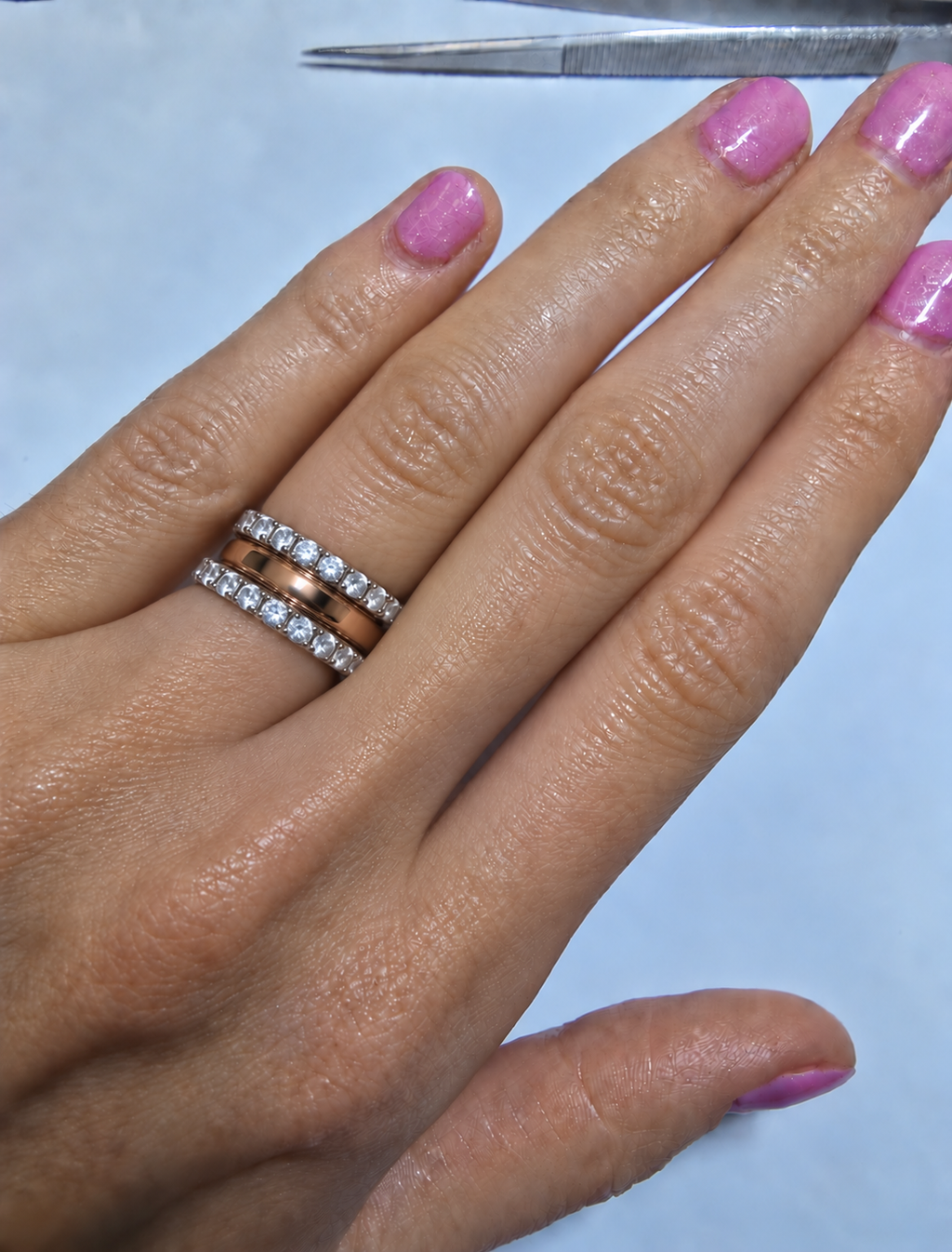 Two-Tone Diamond Pavé Double Band