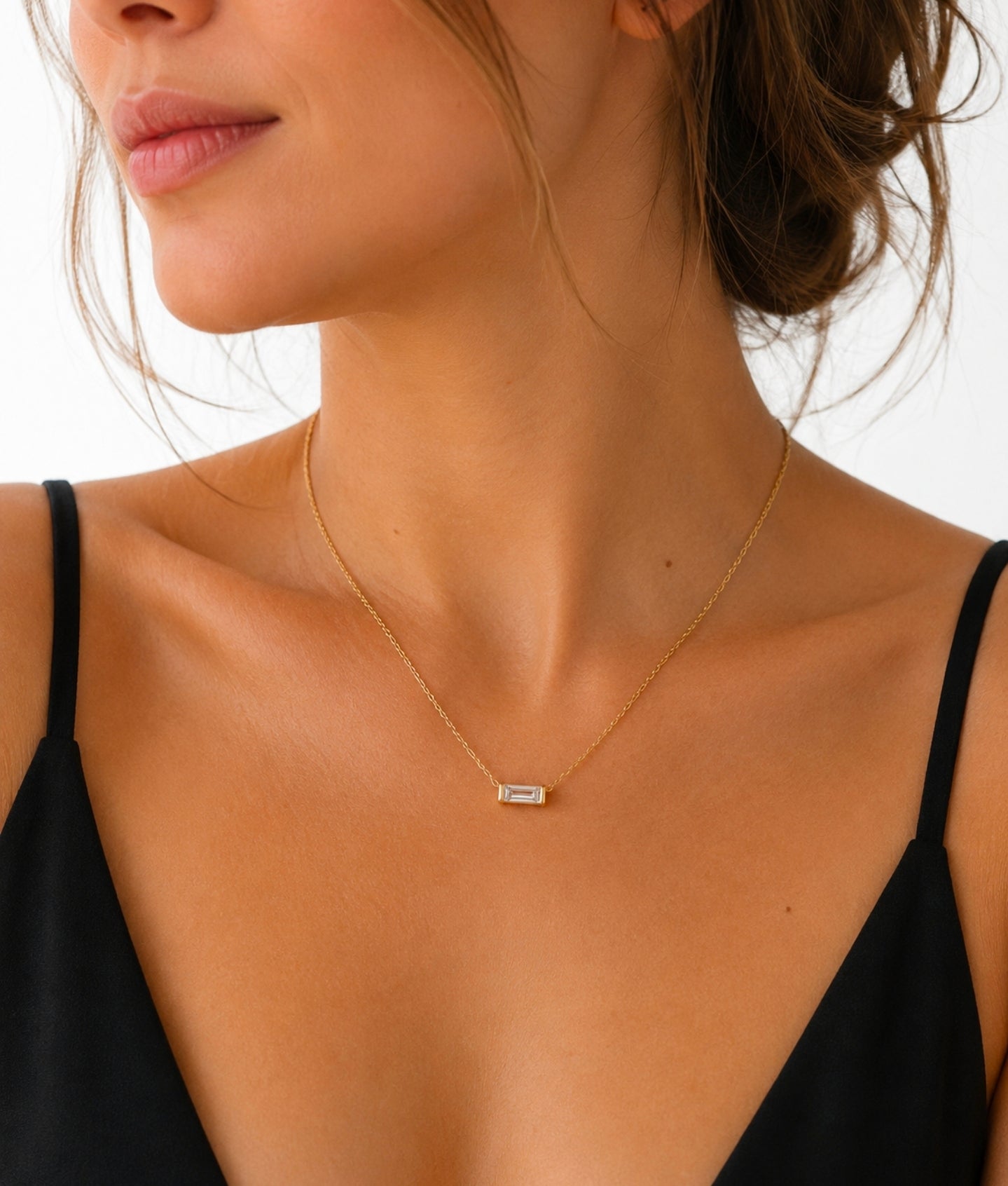 Diamond Baguette Solitaire Necklace — Ministry of Gems