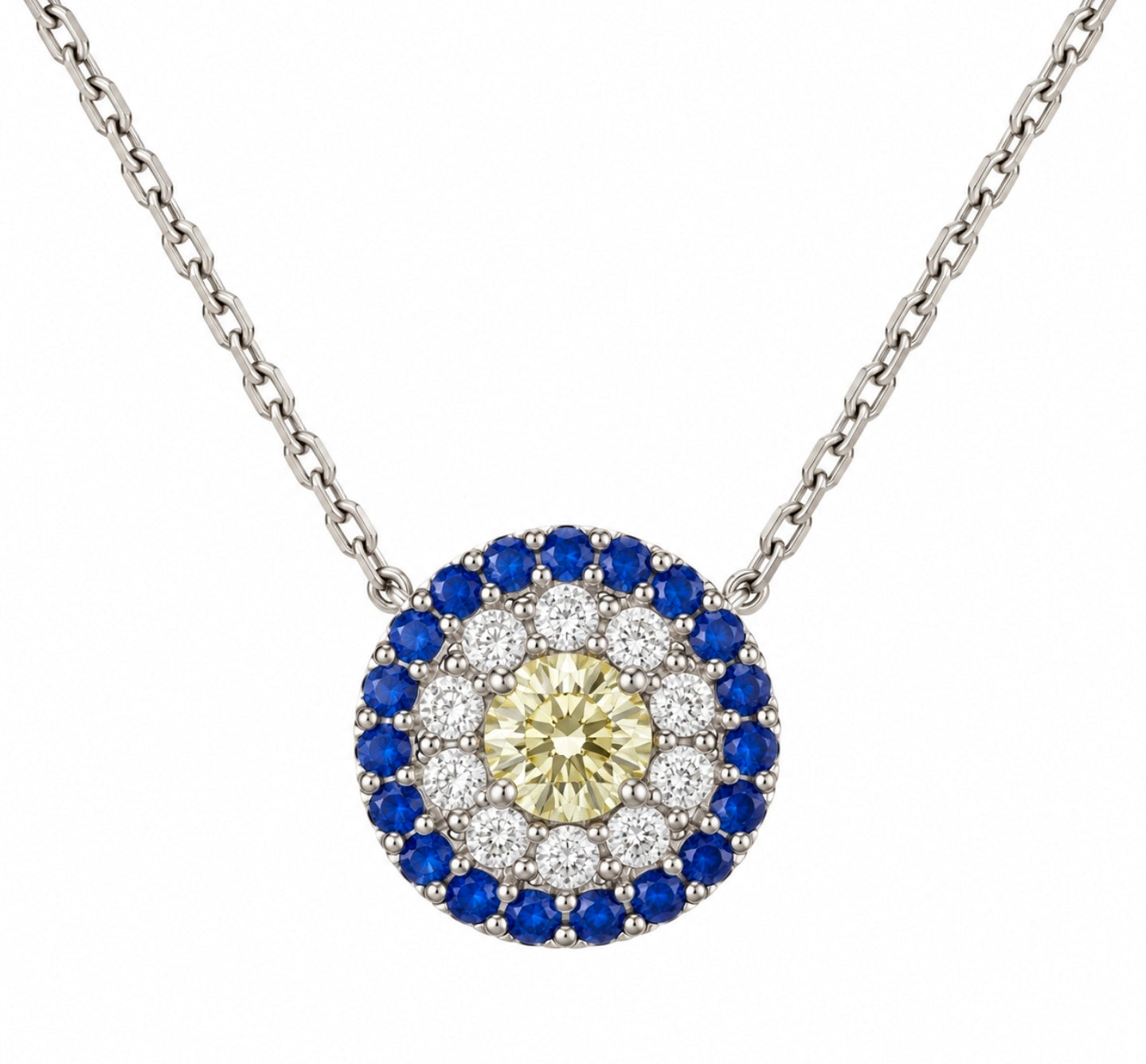 Sapphire & Diamond Target Pendant — Ministry of Gems