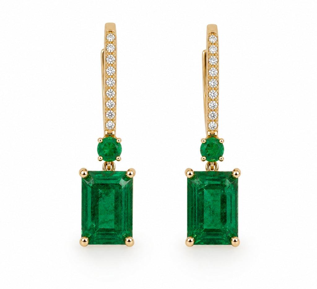 Emerald-Cut Emerald & Diamond Drops — Ministry of Gems